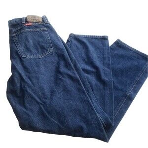 Wrangler Mens 36 x 34 Relaxed Fit Jeans Dark Blue Denim Classic 5-Pocket Style